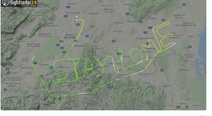 Piloto sorprende escribiendo en el cielo "quédate en casa"