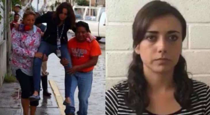 Despiden periodista tras ser cargada por damnificados para no mojarse 