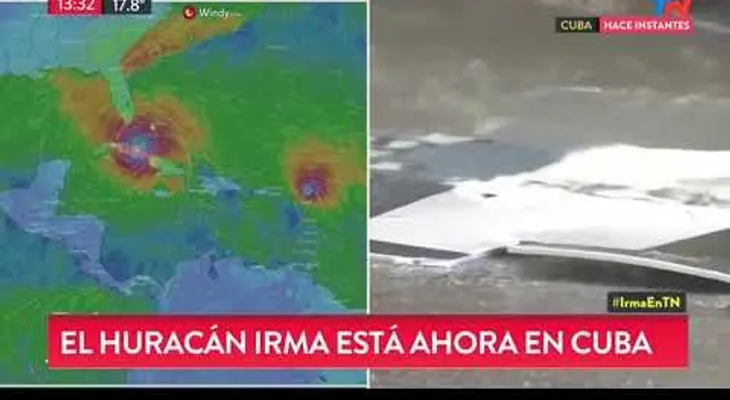 El huracán Irma en su entrada a Cuba