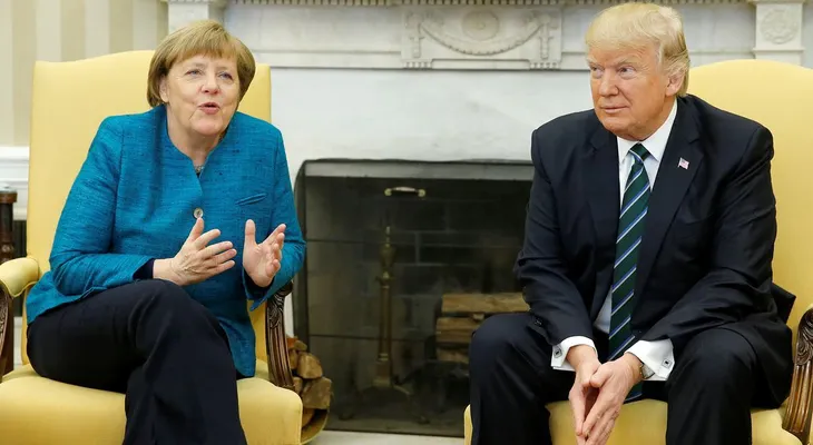 Donald Trump recibe a Angela Merkel en la Casa Blanca