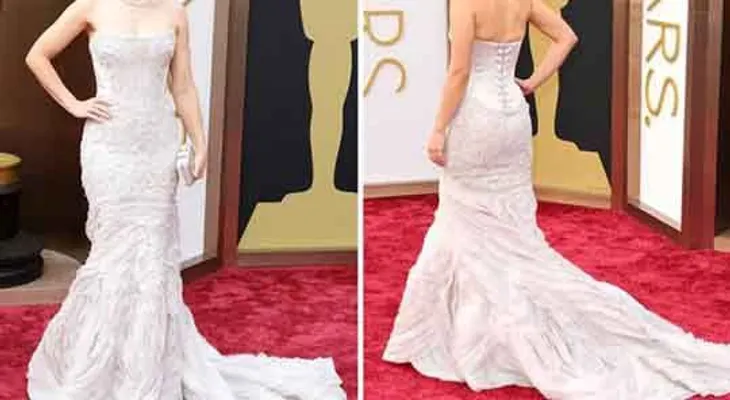 Actriz "se mió" en un frasco debido al vestido apretado que usó en los Oscar