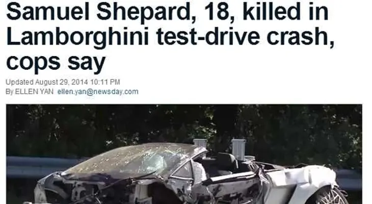 Joven choca y muere durante prueba de Lamborghini 