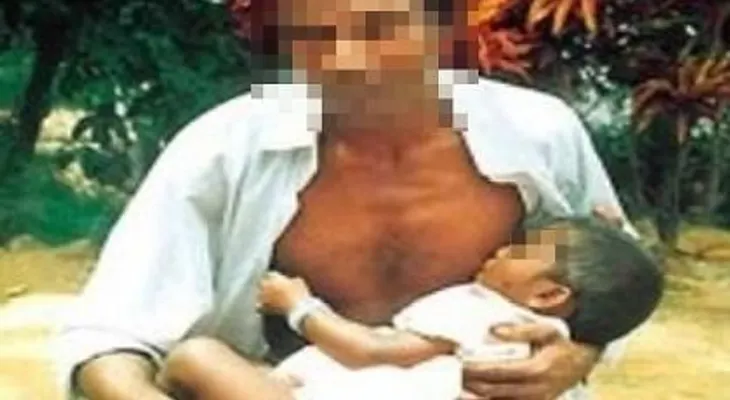Hombre amamanta hijos tras muerte de la madre
