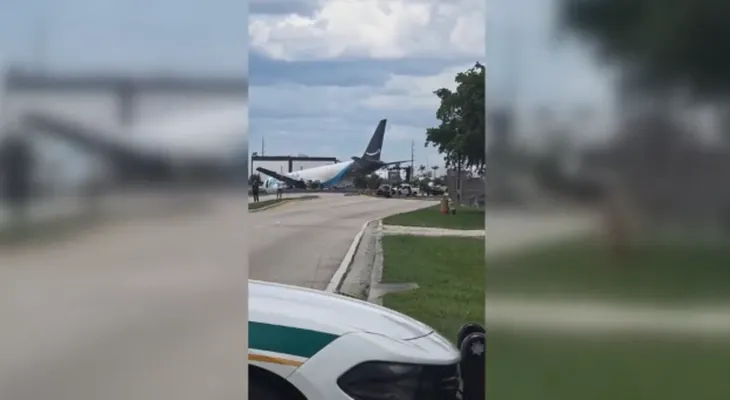 Avión de carga de Amazon se sale de la pista en el Aeropuerto Internacional de Miami