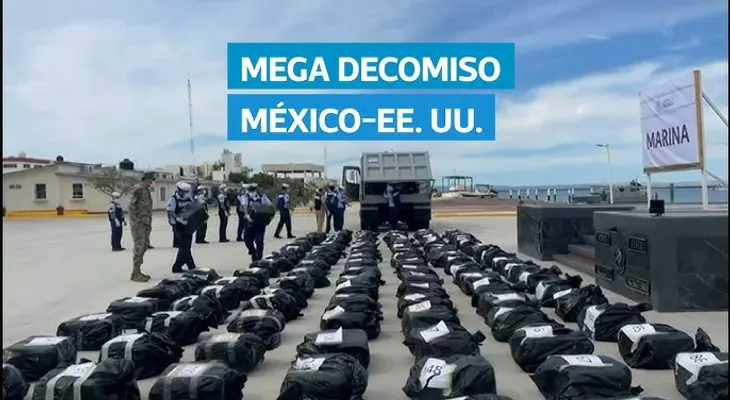 Marina de México incauta 4,4 toneladas de cocaína y captura a 16 en el Pacífico