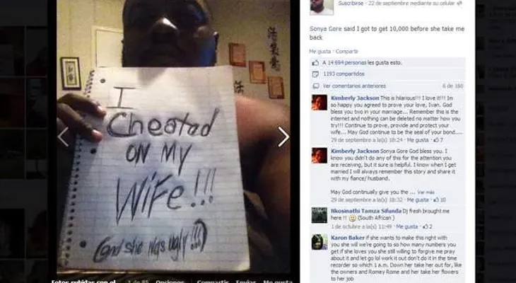 Marido infiel pide 10 mil me gusta en facebook para que su mujer lo perdone