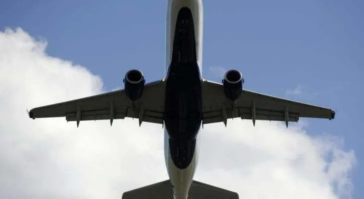 Una pareja abandona un avión a punto de despegar por el tobogán de emergencia