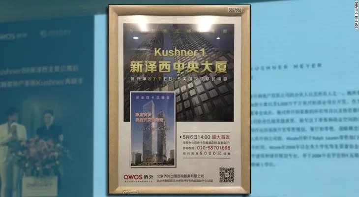 La familia del yerno de Trump ofrece en China: "Invierta $500.000 e inmigre" a EE.UU.