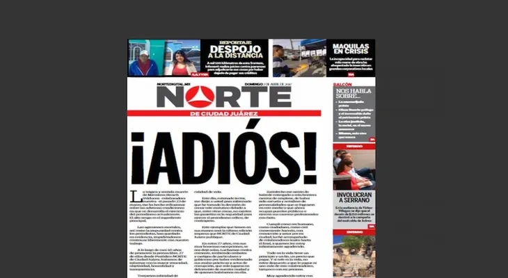 Cierra un periódico en el norte de México por la inseguridad
