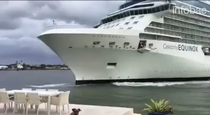 Pánico de una familia al ver cómo se aproximaba un crucero a su mansión de lujo