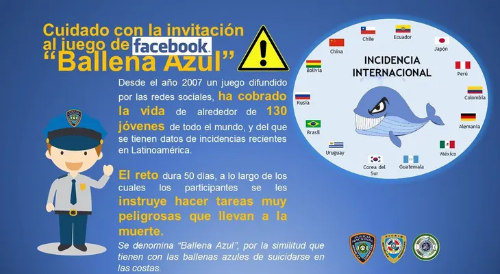 Policía advierte peligro del juego "Ballena azul"