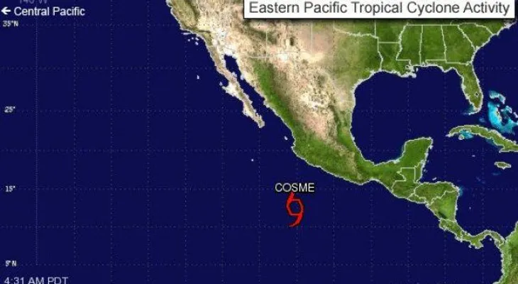 Se forma tormenta tropical Cosme frente a costa del Pacífico mexicana