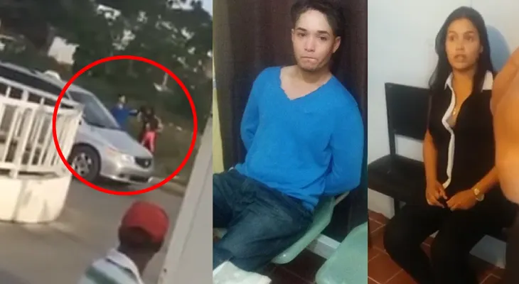 Momento en que hombre intenta matar a su mujer con su hijo en brazo