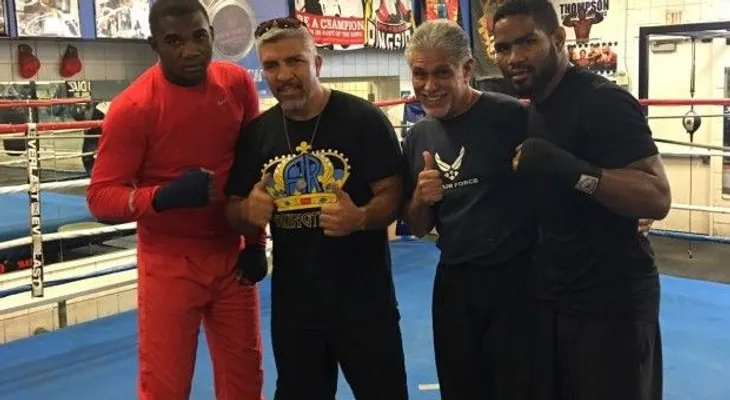 Púgil dominicano Carlos "Caballo bronco"Adames entrena en California