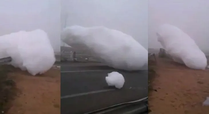 Nubes de espuma caen del cielo en Marruecos (VIDEO insólito)
