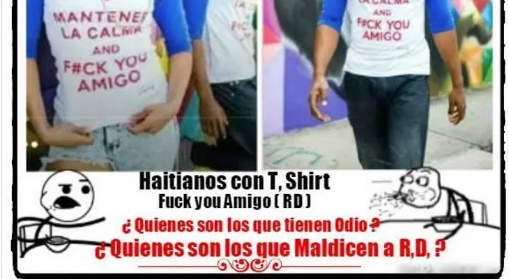 Haitianos utilizan T-Shirt maldiciendo a la República Dominicana 