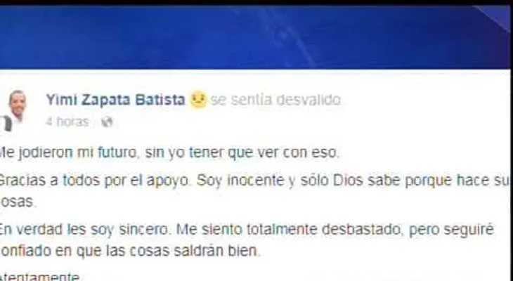 "Me jodieron mi futuro"; dice Yimi Zapata, enviado a la cárcel