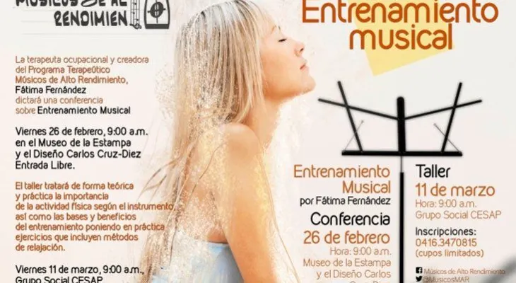 Fátima Fernández ofrece taller de salud y prevención para músicos