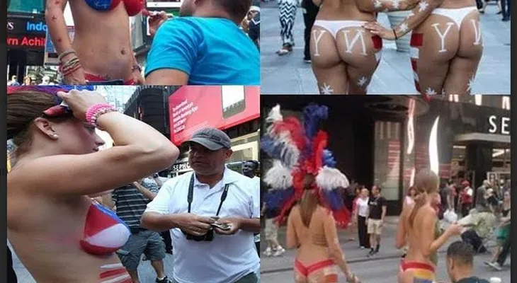 Mujeres desnudas exhibiéndose frente consulado RD en NY traen controversia