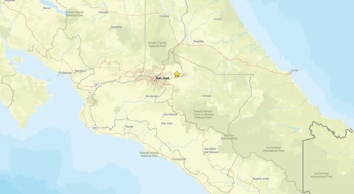 Dos sismos consecutivos sacuden Costa Rica durante la madrugada cerca de San José