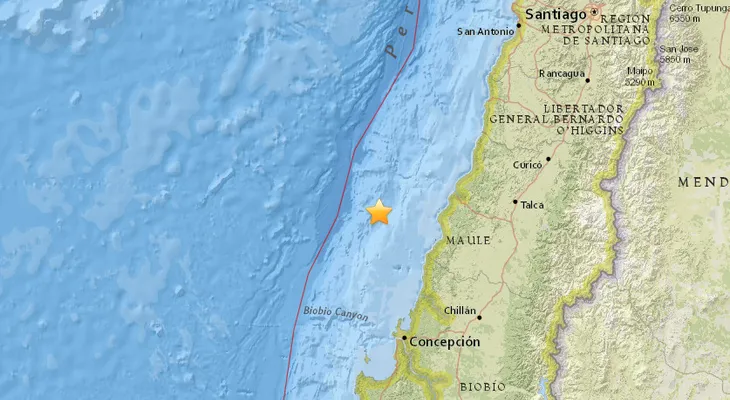 Sismo de 5,9 sacude las costas de Chile, frente a Constitución
