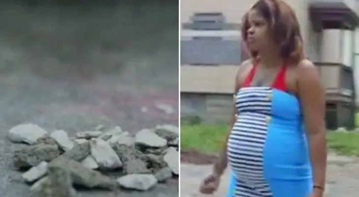 Madre embarazada es adicta a comer rocas