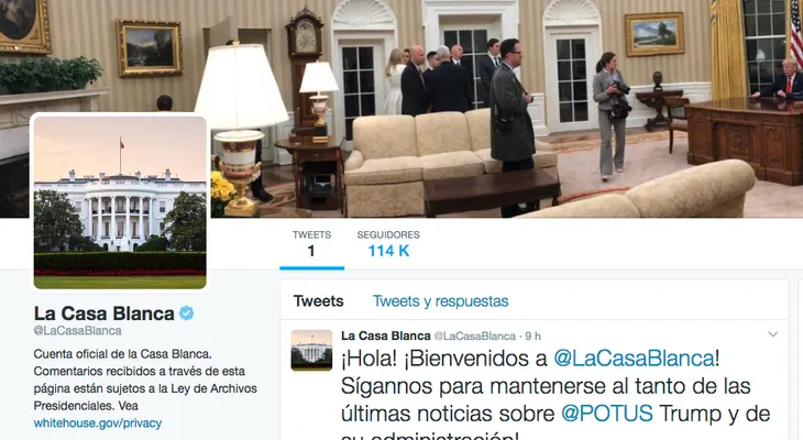 La Casa Blanca abre su Twitter en español