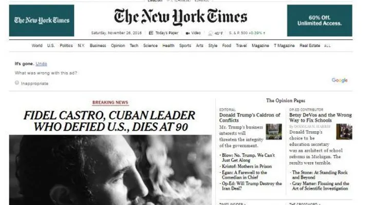 "Hasta siempre Comandante": así reportaron los medios la muerte de Fidel Castro