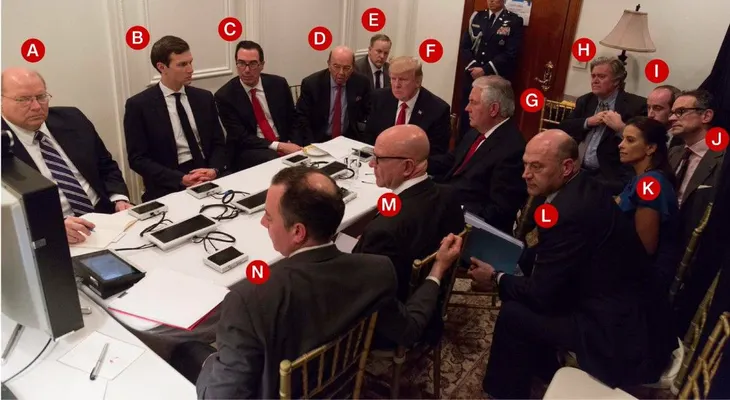 ¿Qué revela la foto de Trump en su 'salón de guerra' de Mar-a-Lago?