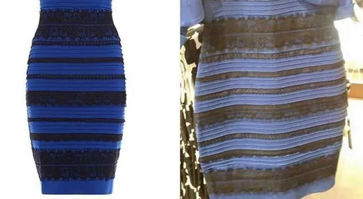 Explicación de la ciencia para el vestido azul y negro o blanco y dorado 