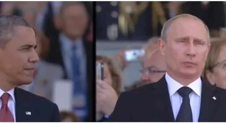 Video: "Juego de miradas'' entre Putin y Obama en el Día D