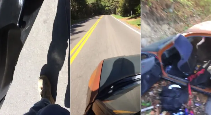 Usó su auto roto como skate para divertir a sus amigos y terminó en desastre