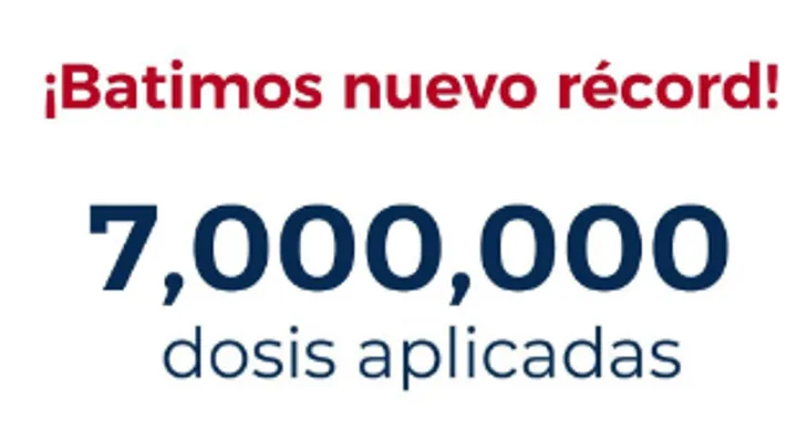 Gobierno bate récord al aplicar más de 7 millones de dosis contra el COVID-19 