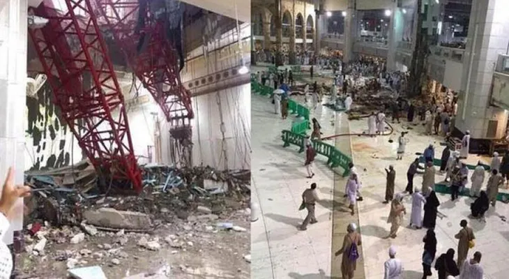 87 personas mueren al caer grúa en mezquita