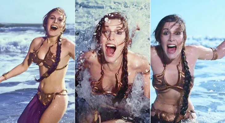 La sesión de fotos de Carrie Fisher como Leia en la playa arrasa en Internet  