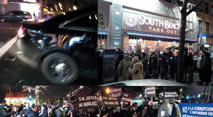 Lanzan huevos a policías NY durante marcha contra corrupción RD en Alto Manhattan