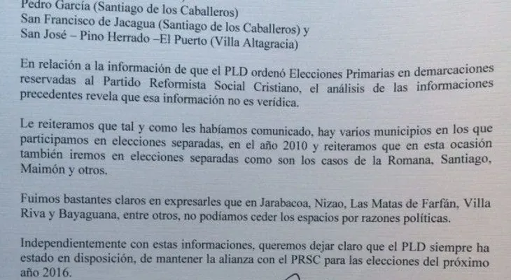 PLD sigue dispuesto hacer alianza con el PRSC