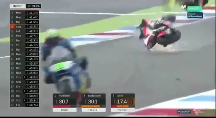 Escalofriante accidente en el Moto2 de Holanda dejó inconsciente al piloto Lorenzo Baldassarri