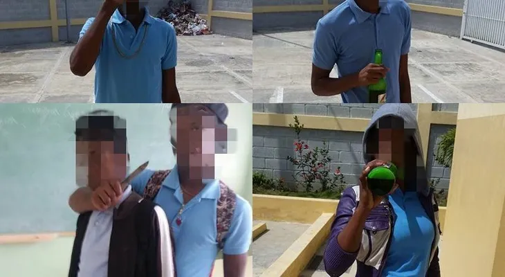 Publican fotos de estudiantes en el patio de una escuela, ingiriendo cervezas; otro con un cuchillo