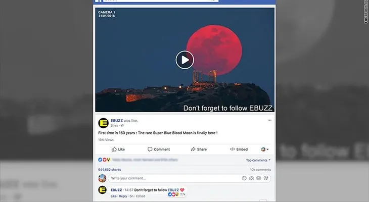 Facebook no detectó el video falso de la "superluna" que tuvo 16 millones de vistas