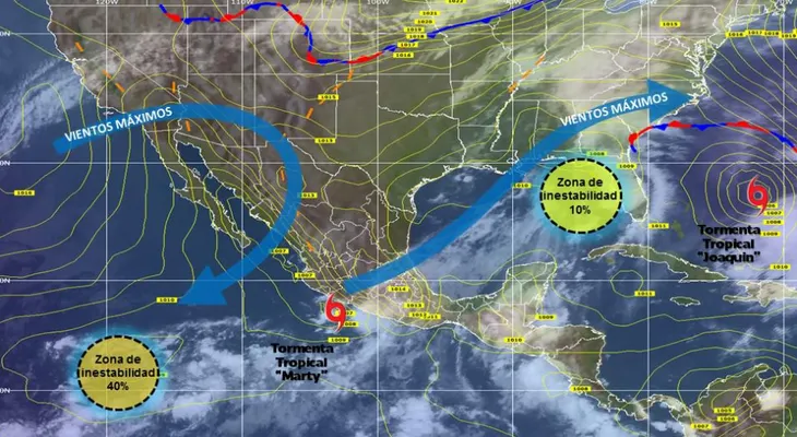 Huracán Marty se degrada a tormenta tropical; lluvias intensas en México