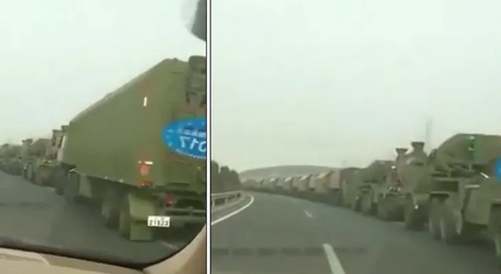 Vehículos militares chinos se dirigen hacia la frontera con Corea del Norte 