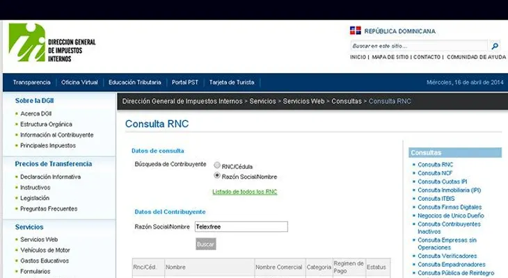 TelexFree estaba registrada en la Dirección de Impuestos Internos como una empresa de publicidad 