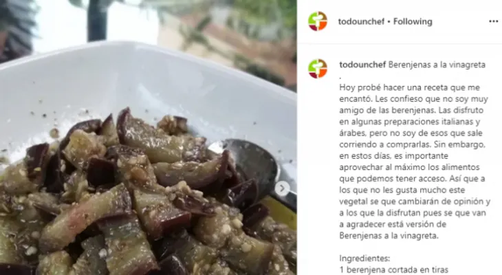 Para los días de cuarentena por el coronavirus. Berenjenas a la vinagreta