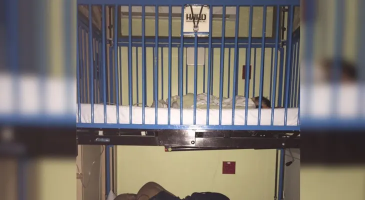 La conmovedora foto de un padre que duerme bajo la cuna de su hijo enfermo