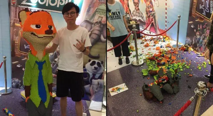 ¡Oh no! Un niño destroza una escultura de Lego de 15.000 dólares
