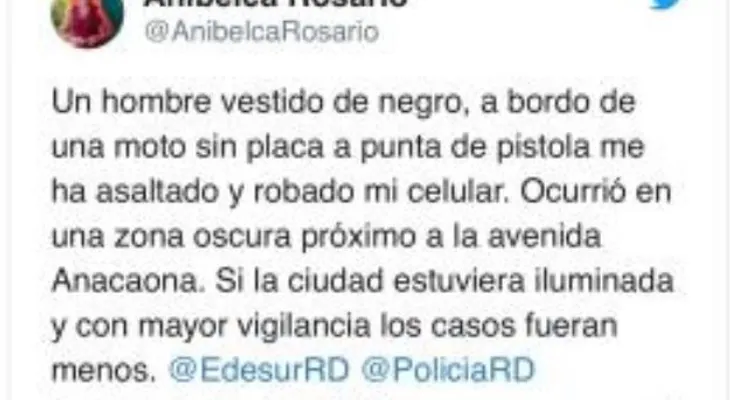Periodista Anibelca Rosario denuncia que fue asaltada