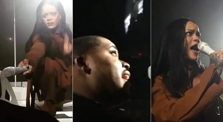 Rihanna y su reacción luego de que un fanático tomara el micrófono