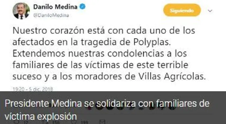 Nuestro corazón está con los afectados en la tragedia de Polyplas: Presidente Danio Medina