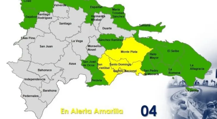 COE mantiene cuatro provincias en alerta amarilla y eleva a 14 en alerta verde por onda tropical
